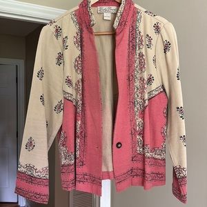 Lucky Brand 100% Cotton Blazer, beautiful print! Size L, Like New!